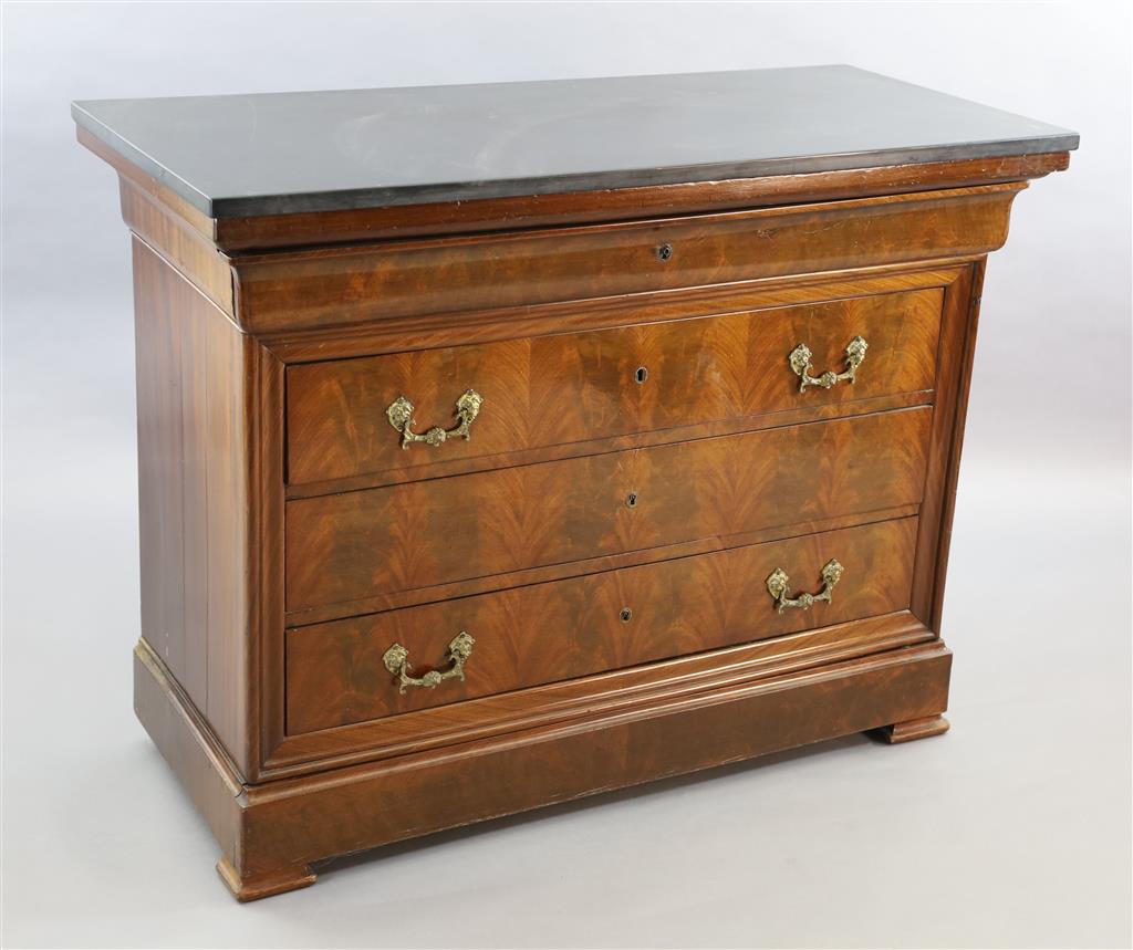 A 19th century French flame mahogany commode, W.4ft 2in. D.1ft 10in. H.3ft 2in.